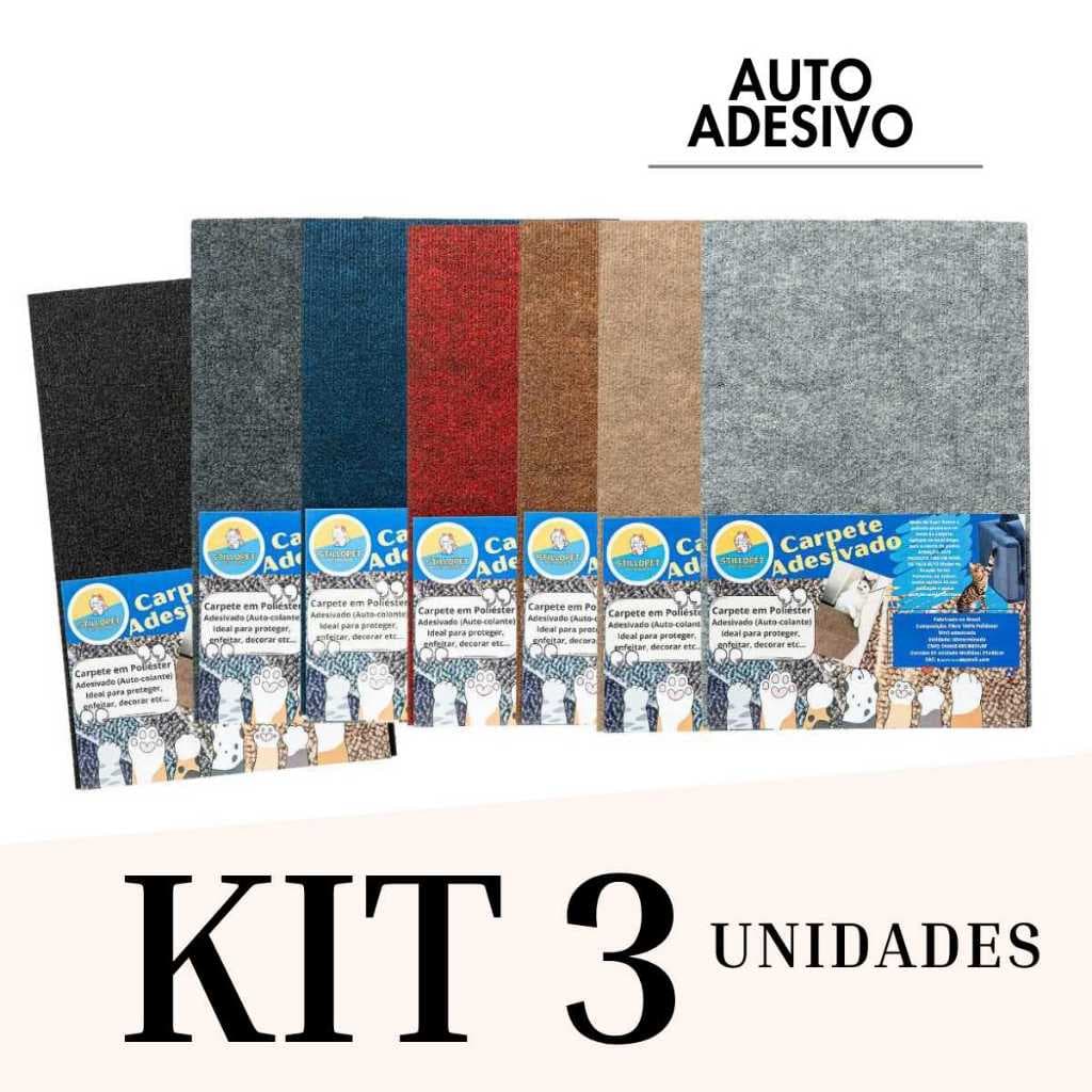Kit 3 Adesivos - Arranhador em Carpete para Gatos Protetor Sofá Cama Box Móveis e Parede