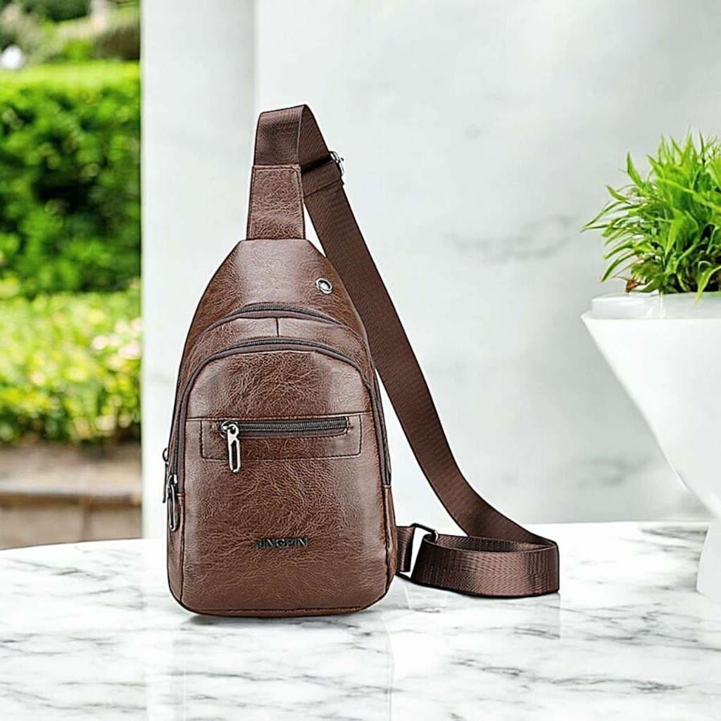 Pochete Couro Masculina  Casual  Bolsa De Ombro Transversal