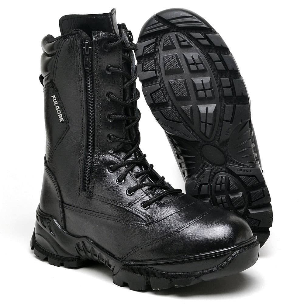 Bota Masculina Adventure 511 Fulgore Tactical – Couro Militar Cano Médio para Vigilantes e Motoqueiros Segurança