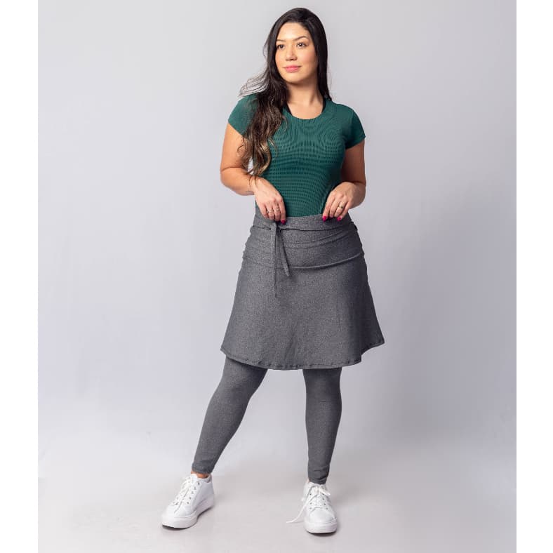 Calça Legging Com Saia Fitness Moda Evangélica Com Laço Bebbela