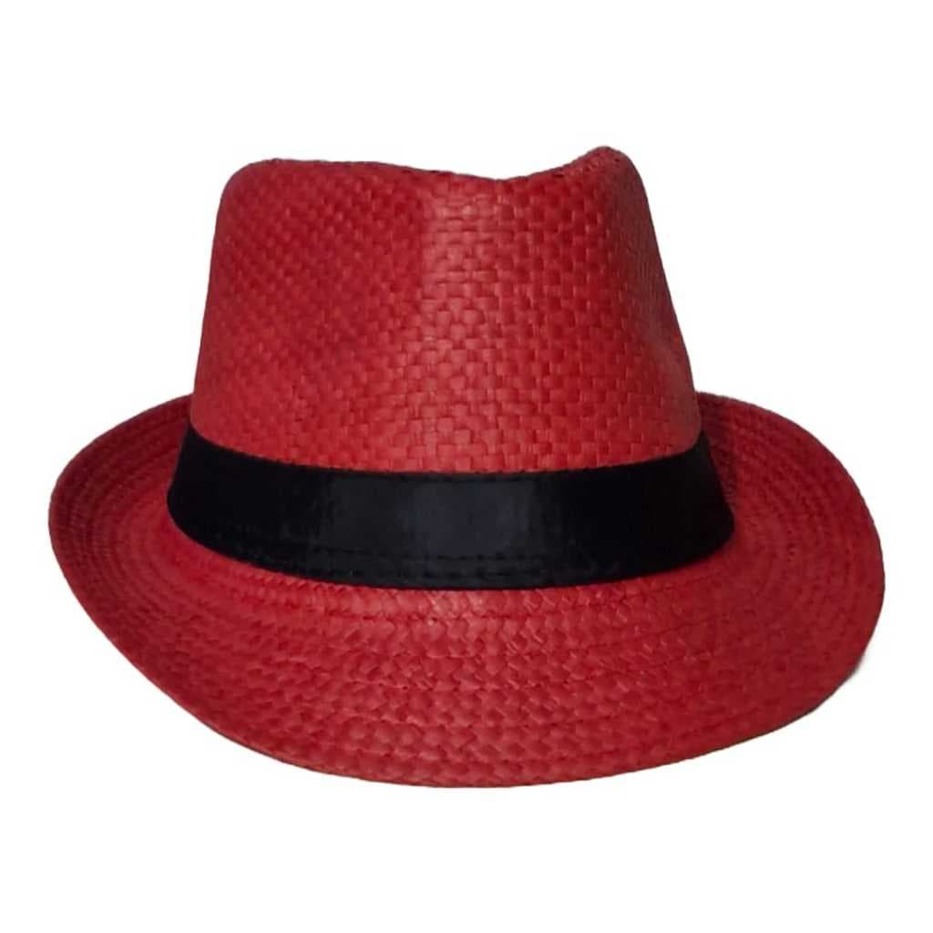 CHAPÉU MALANDRAGEM - VERMELHO COM FITA PRETA - MODELO PANAMÁ