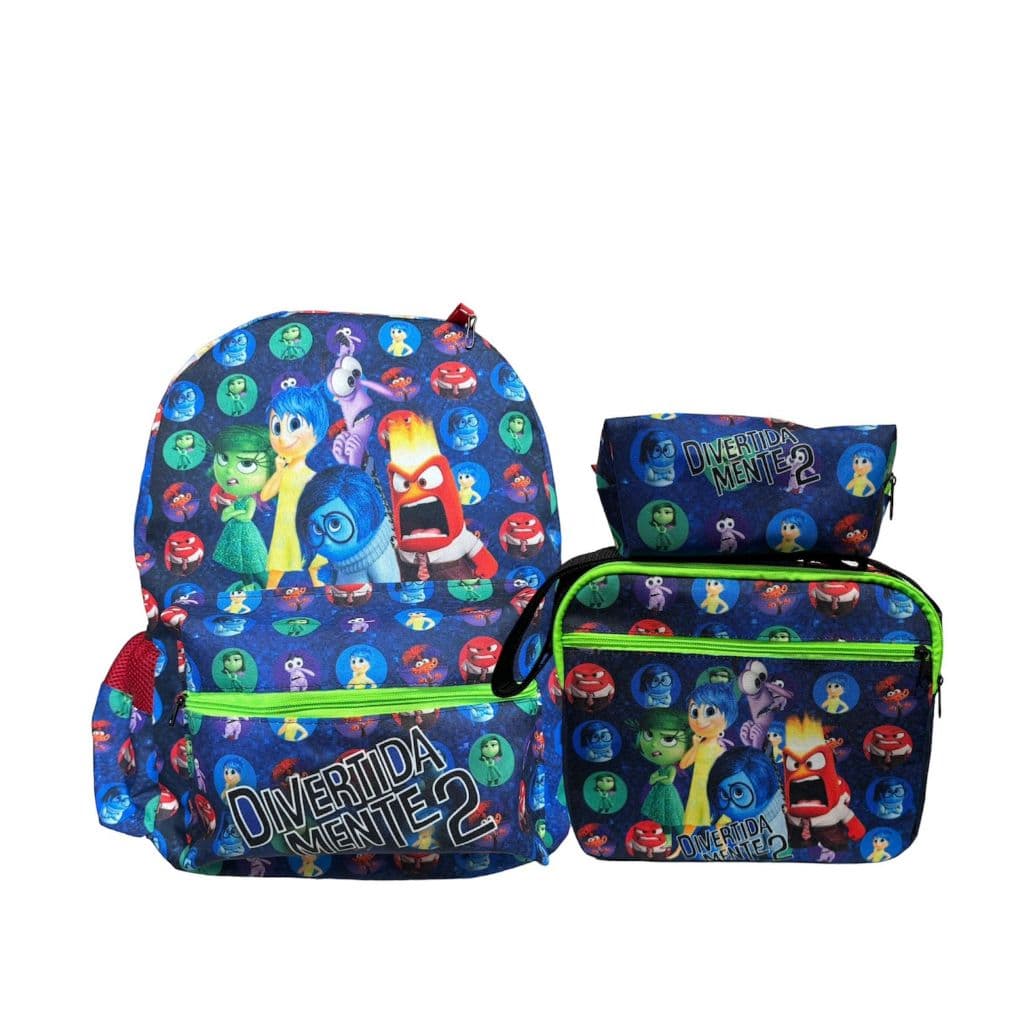 Kit escolar juvenil divertidamente azul costa tamanho G lancheira e estojo envio rápido