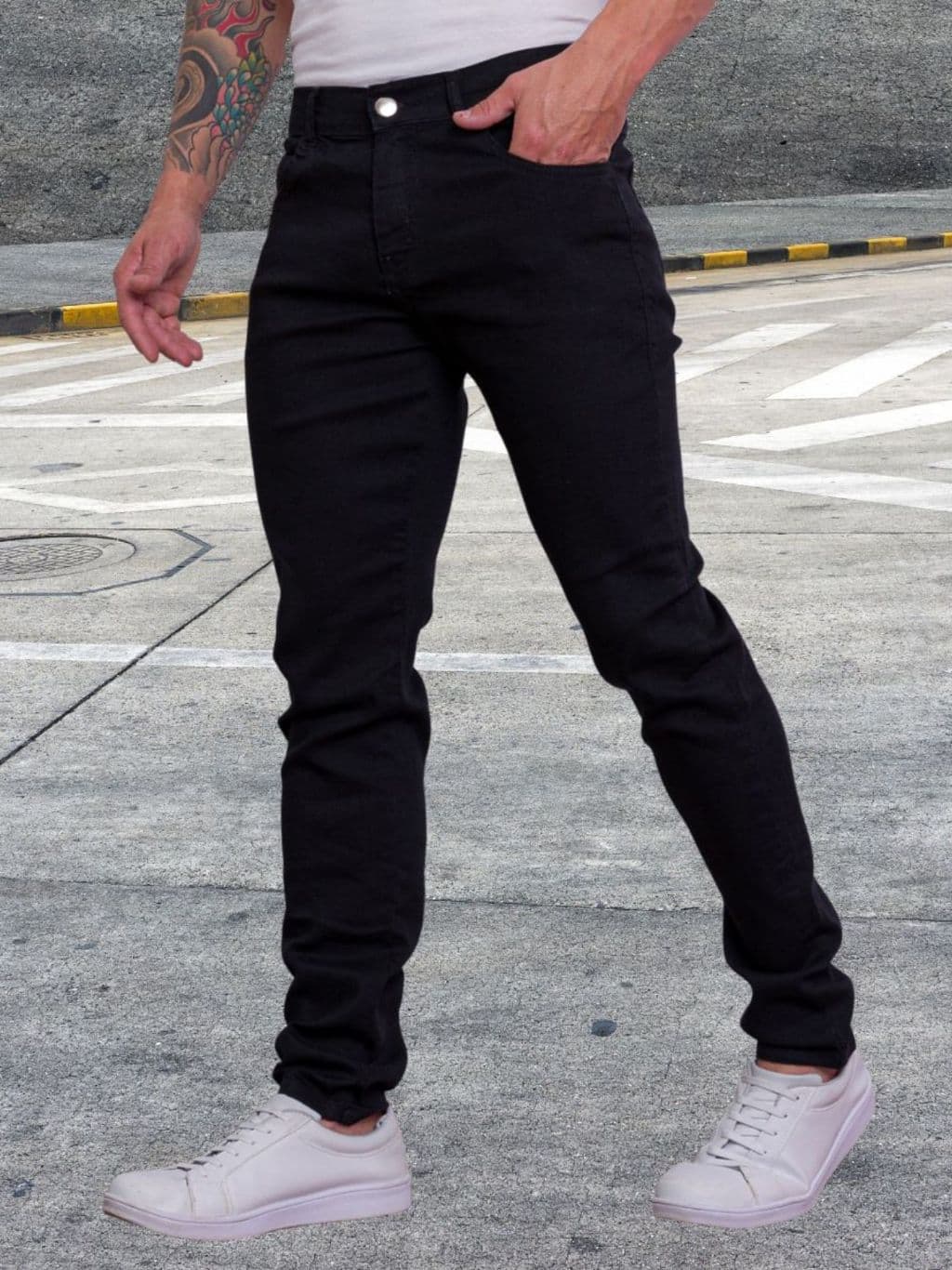 Jeans Masculino Zíper Lycra Jeans Stretch Fabricantes Preços Especiais Venda Direta Cor Preto Escuro Claro Medio