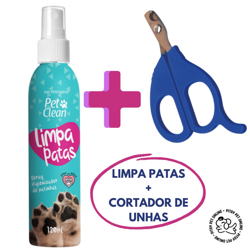 Kit patinhas pet - Kit cortador de unha para cachorro e gato- alicate pet + Limpa Patas pet 120 ml
