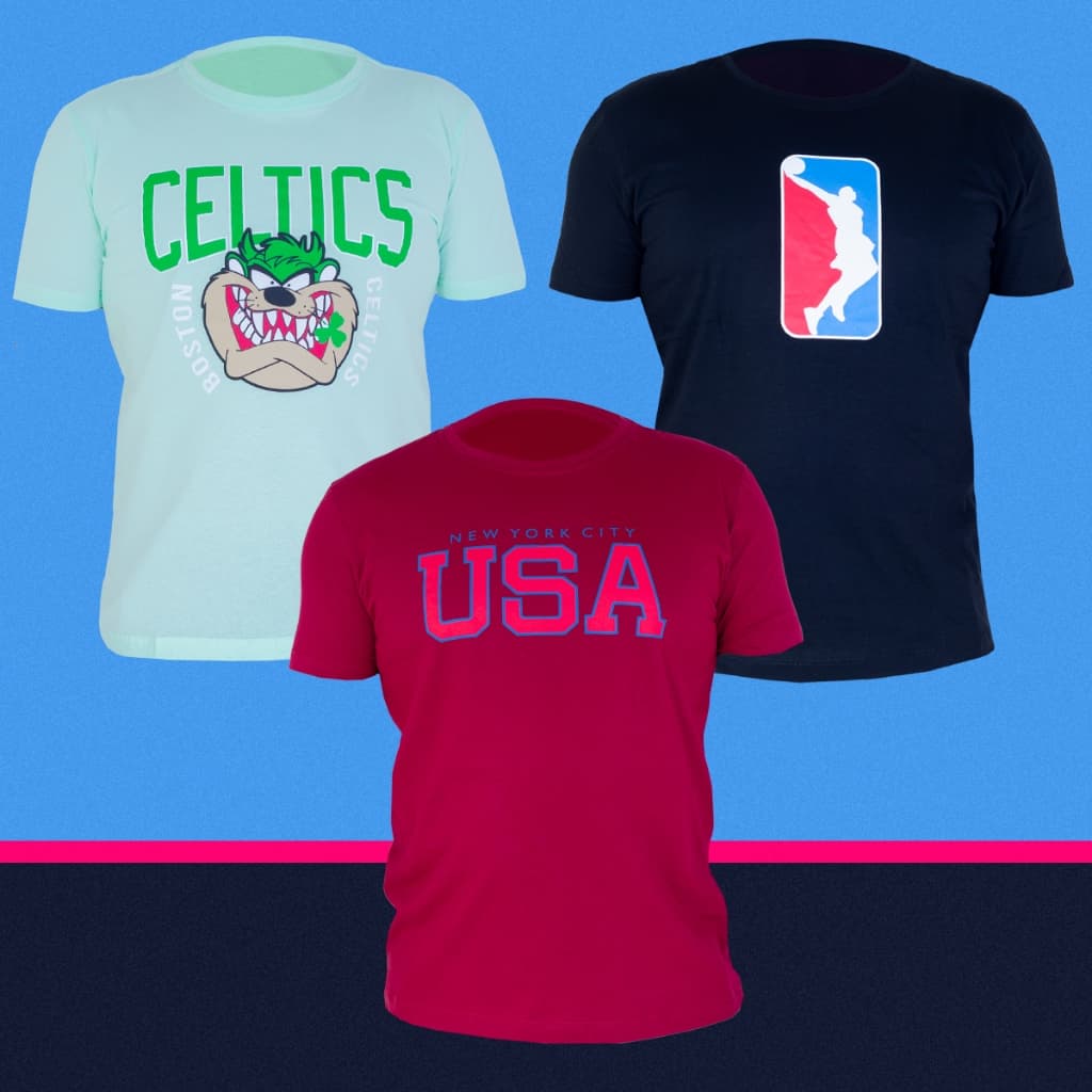 Kit 03 Camisetas Básicas Masculinas 100% Algodão Estampadas Sport Esporte Casual