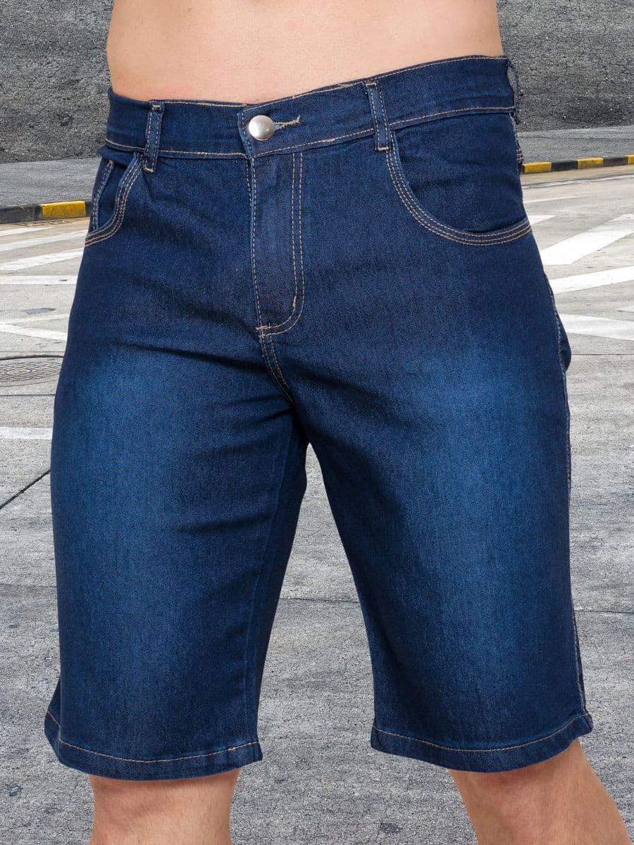 Bermuda Jeans Shorts Cor Preto  Claro Medio Escuro Masculinos Alta Qualidade Com Elastano Sport Loja de Fábrica