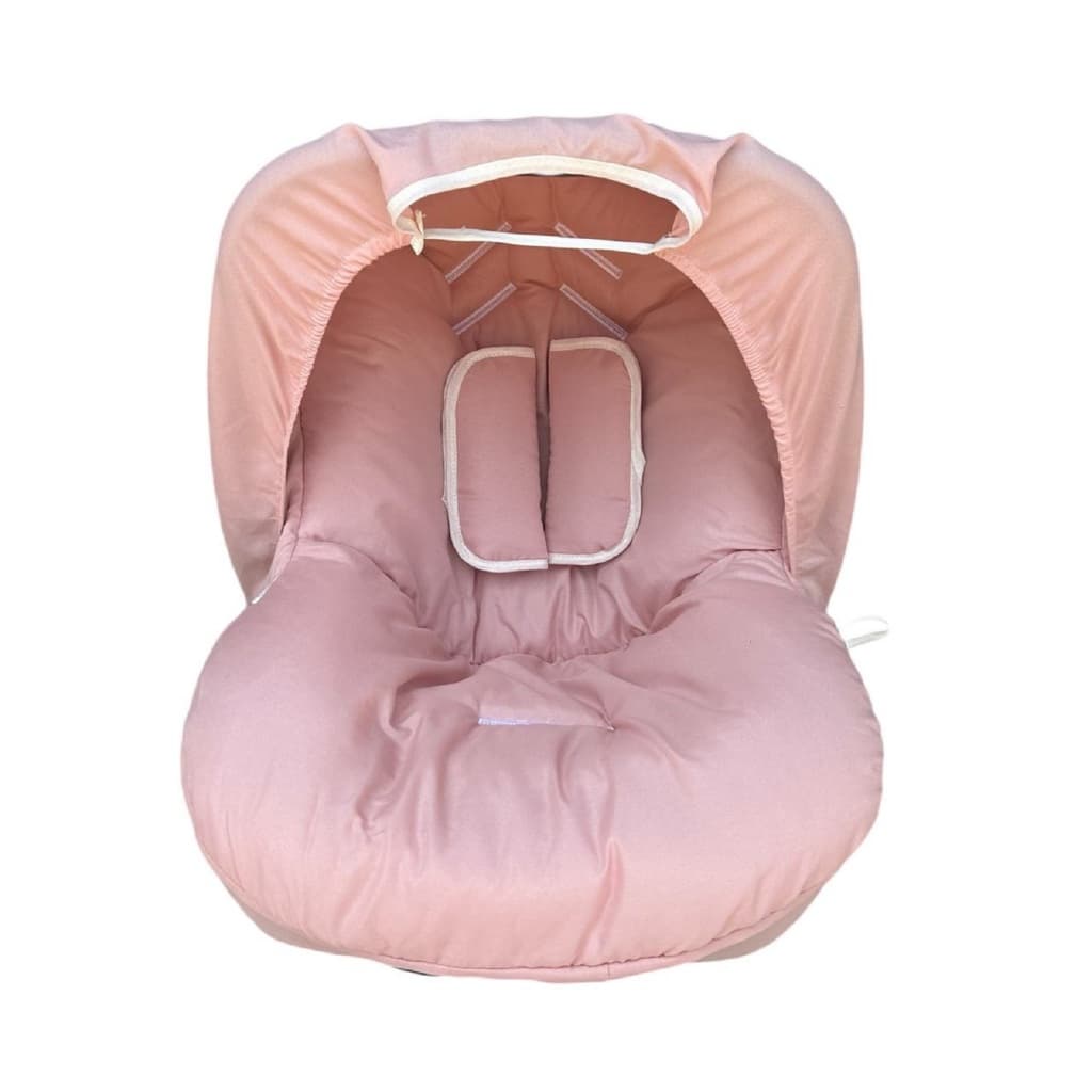 Kit Capa Forro 3 Peças para Bebê Conforto Acolchoada Macia Universal Rosê