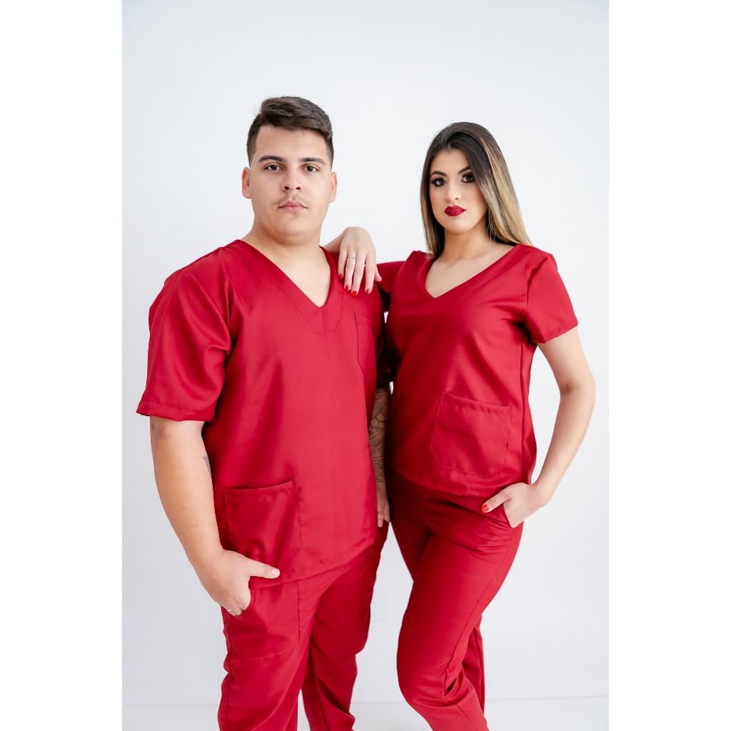 Conjunto Pijama Hospitalar Camisa e Calça Unissex Scrub Varias Cores