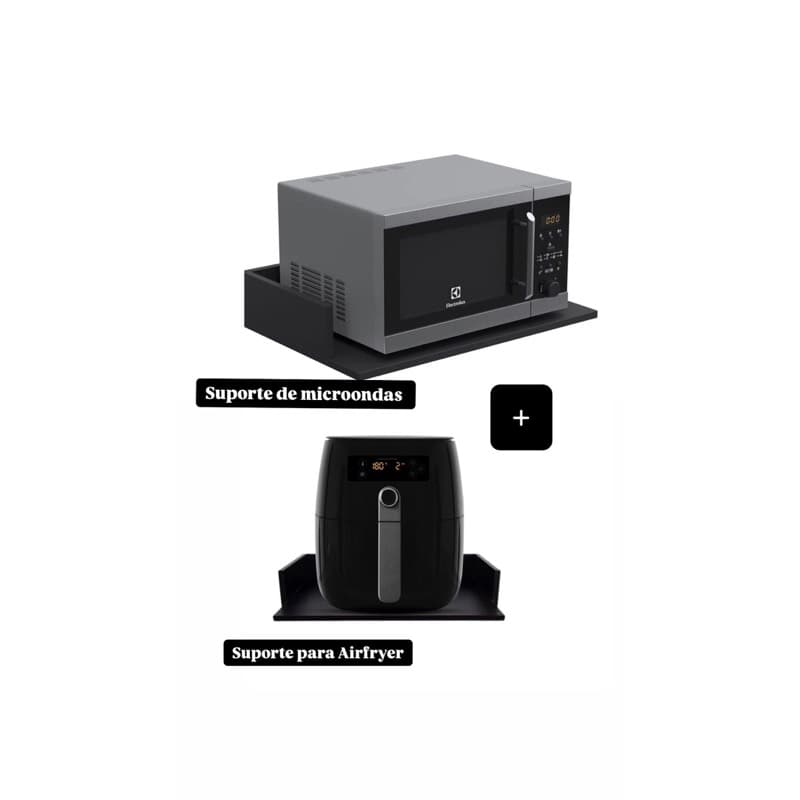 Kit 2 peças  suporte , Prateleira,Nicho  para micro-ondas e Airfry preto