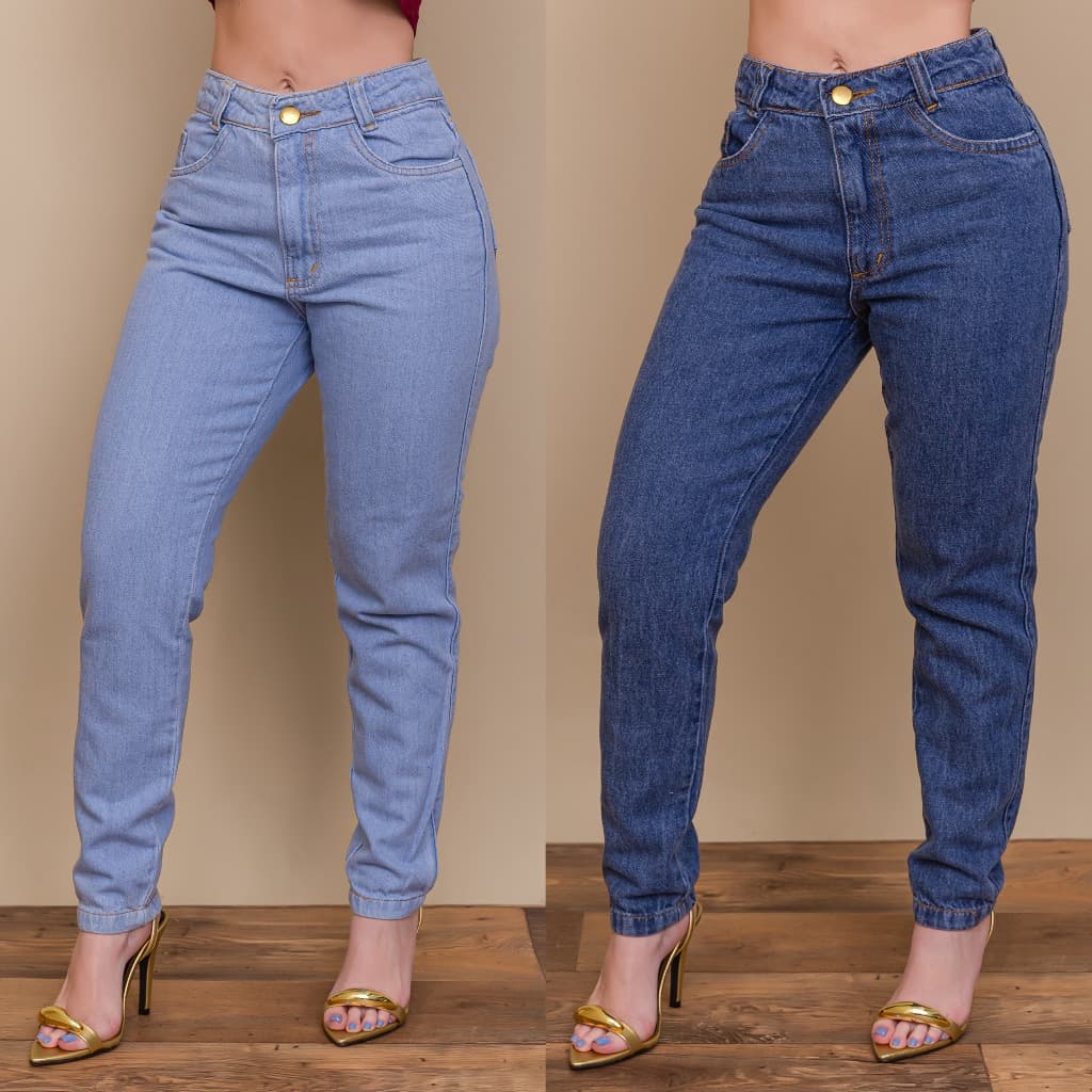 Calça Jeans Cintura Alta Feminina Levanta Bumbum Moda Mom Estilo Blogueira
