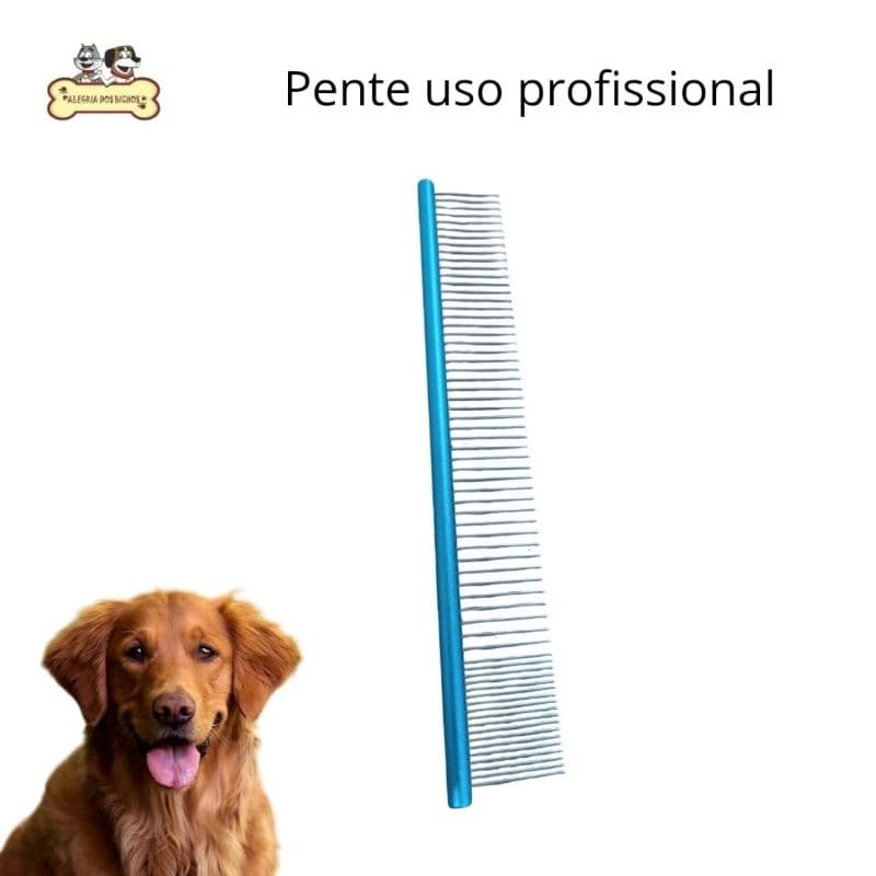 Pente Profissional Cães e Gatos Propetz 30cm azul