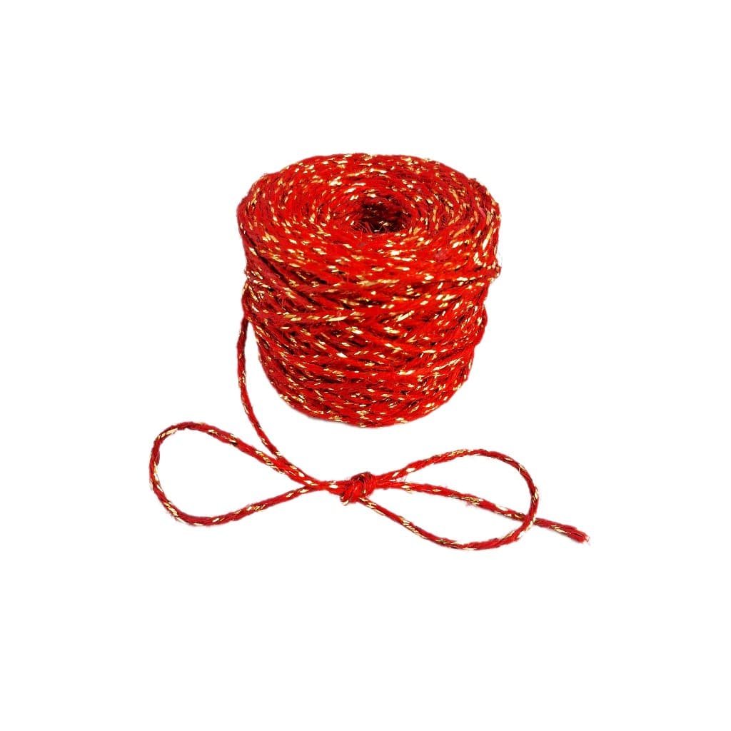 Cordão Fio De Juta Vermelho C/dourado 2,5mmx50m Artesanato natal presente tag decoração
