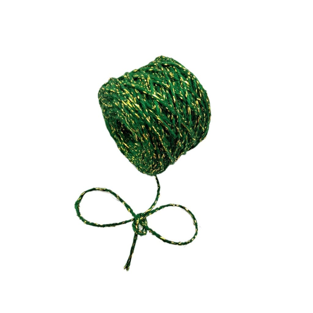 Cordão Fio De Juta Verde C/dourado 2,5mmx50m Artesanato Tag decoração presente natal