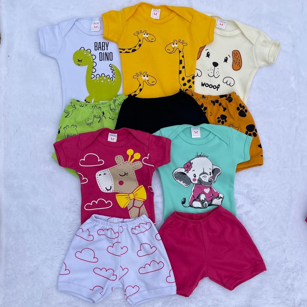 Conjuntinho Infantil Bebê Temático De Animais || 100% Algodão