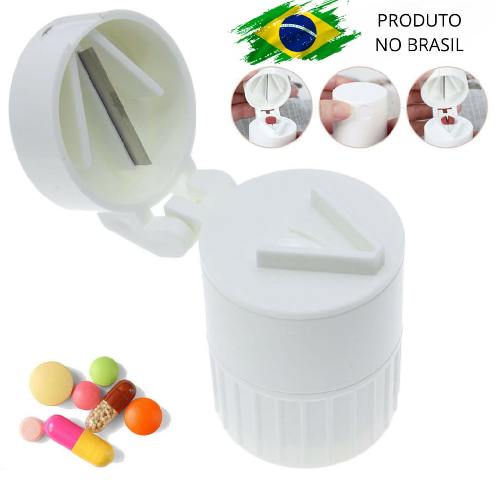 Amassador de Comprimidos 3 em 1: Corta, Porta e Esmaga Porta Comprimido