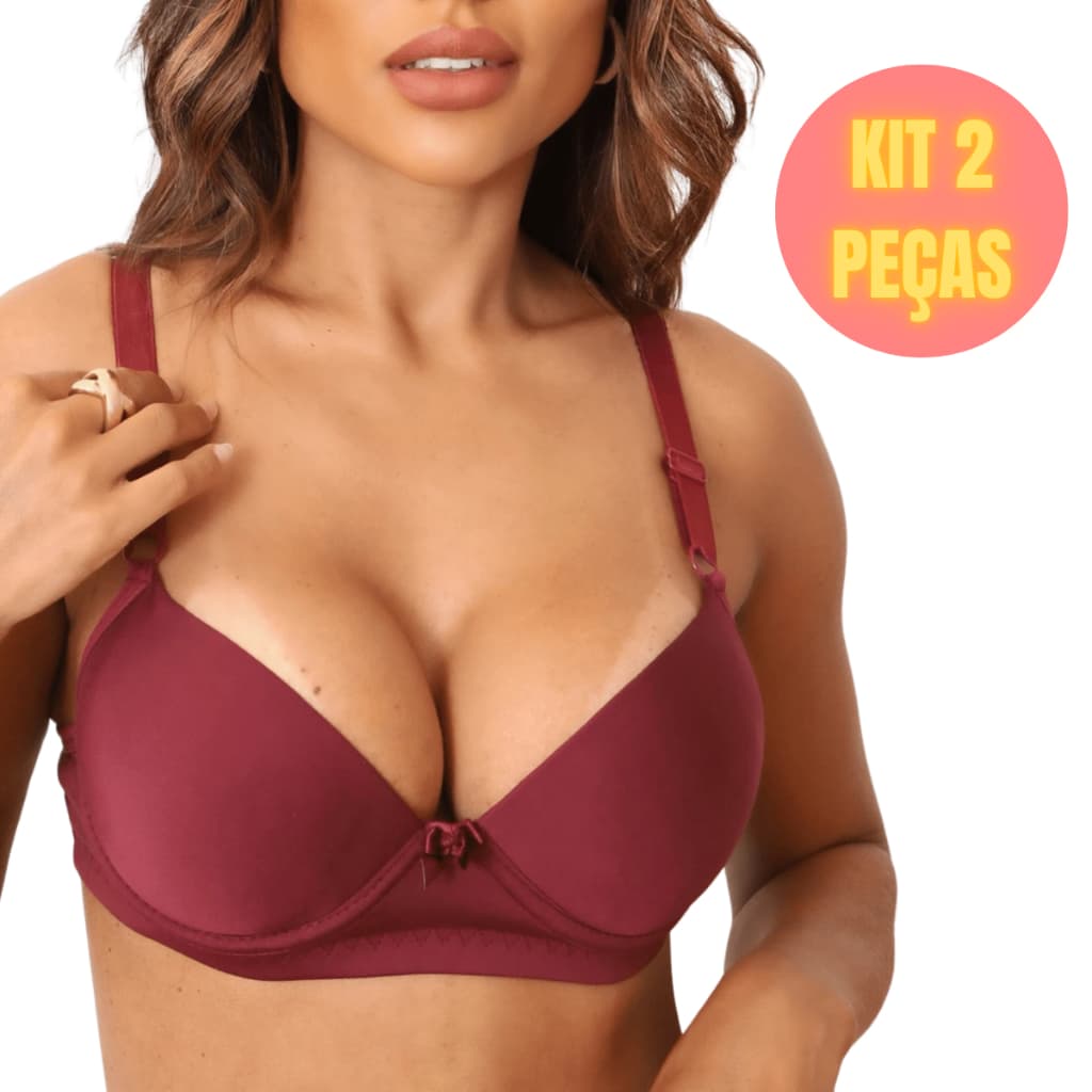 Kit 2 Sutiã Com Alça Grossa Com Bojo Sutiã Reforçado Básico Para o Dia a Dia