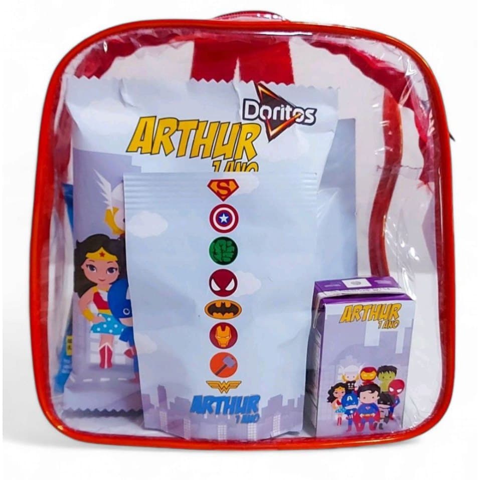 kit 6 mochila infantil cristal praia - viagens