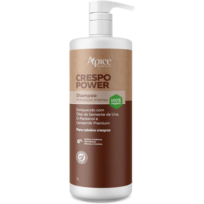 Apice Apse Shampoo Crespo Power Hidratação Nutrição Definição dos Fios 1L — Para Cabelos Crespos