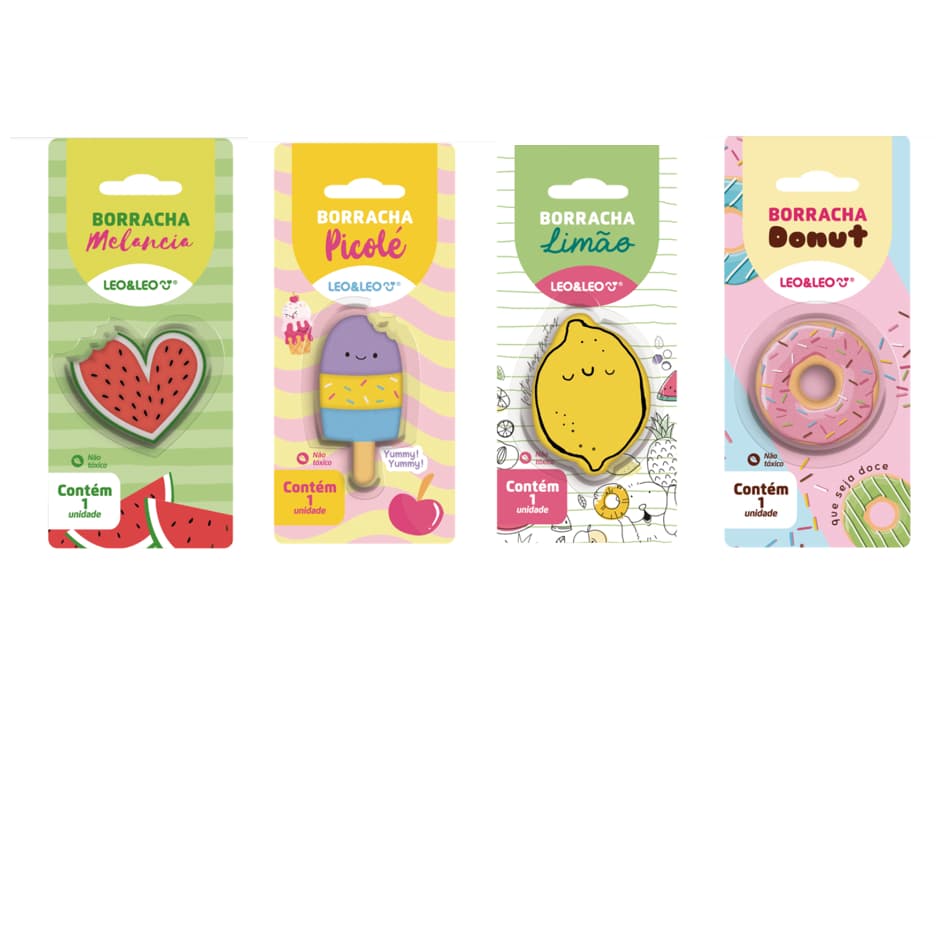 Kit C/4 Borracha Food Trends Formas Blister  Leoeleo Borracha fofa
