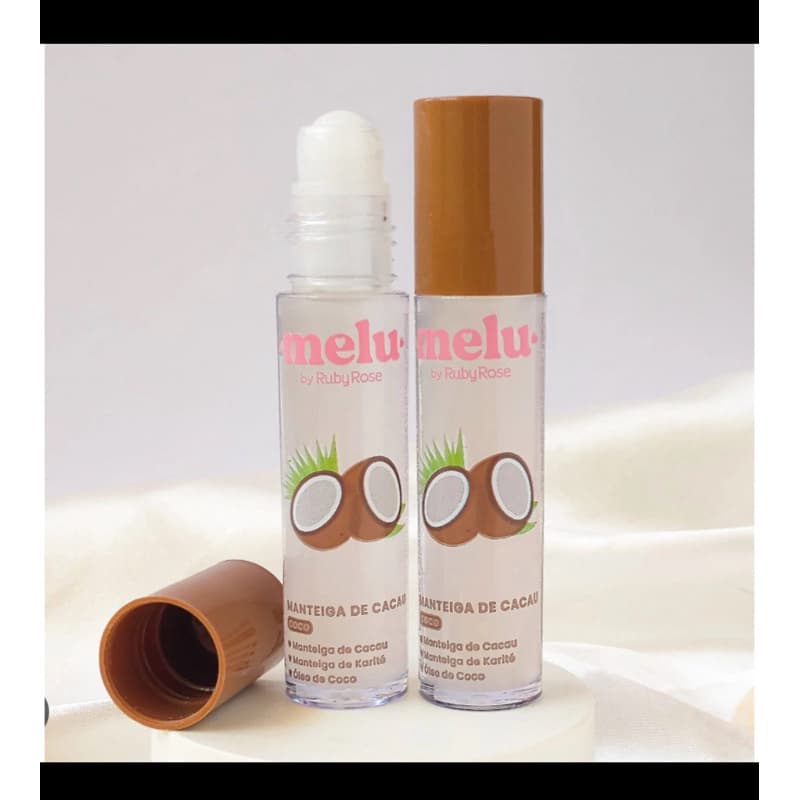 Hidratante Manteiga de Cacau sabor Côco rollon Melu by Ruby Rose Hidratação Intensa e Brilho glos  Conté Manteiga de Karité e Óleo