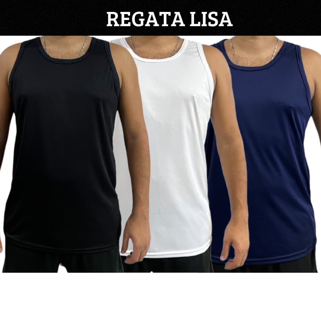 Regata Esportiva Dry Fit Masculina Lisa Musculação Corrida Treino Ciclismo Academia Básica