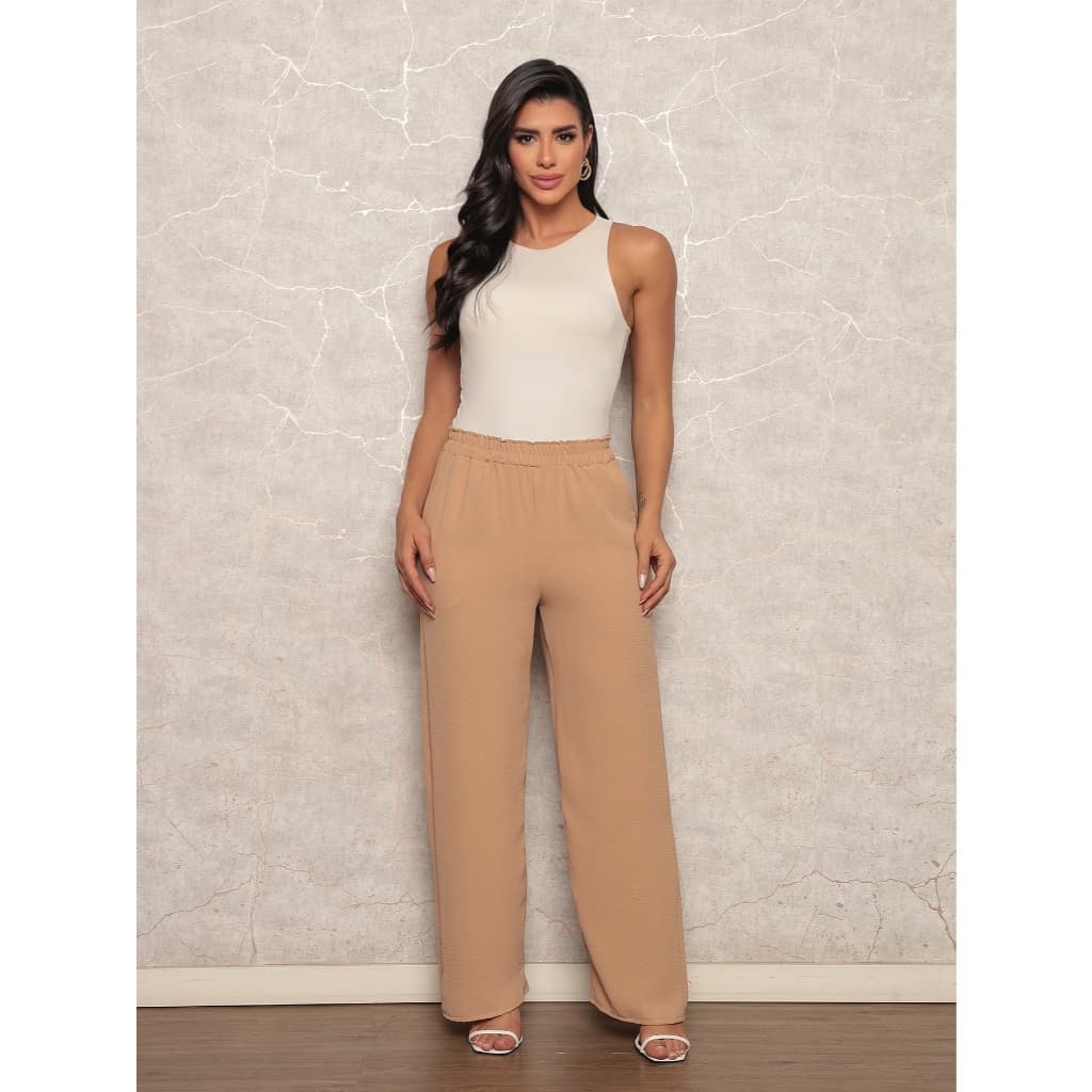 Calça Pantalona  Wed Leg Alfaiataria Duna com Bolso
