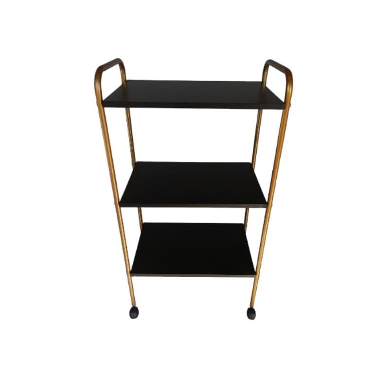 Carrinho Auxiliar 3 Tampos Dourado e Preto