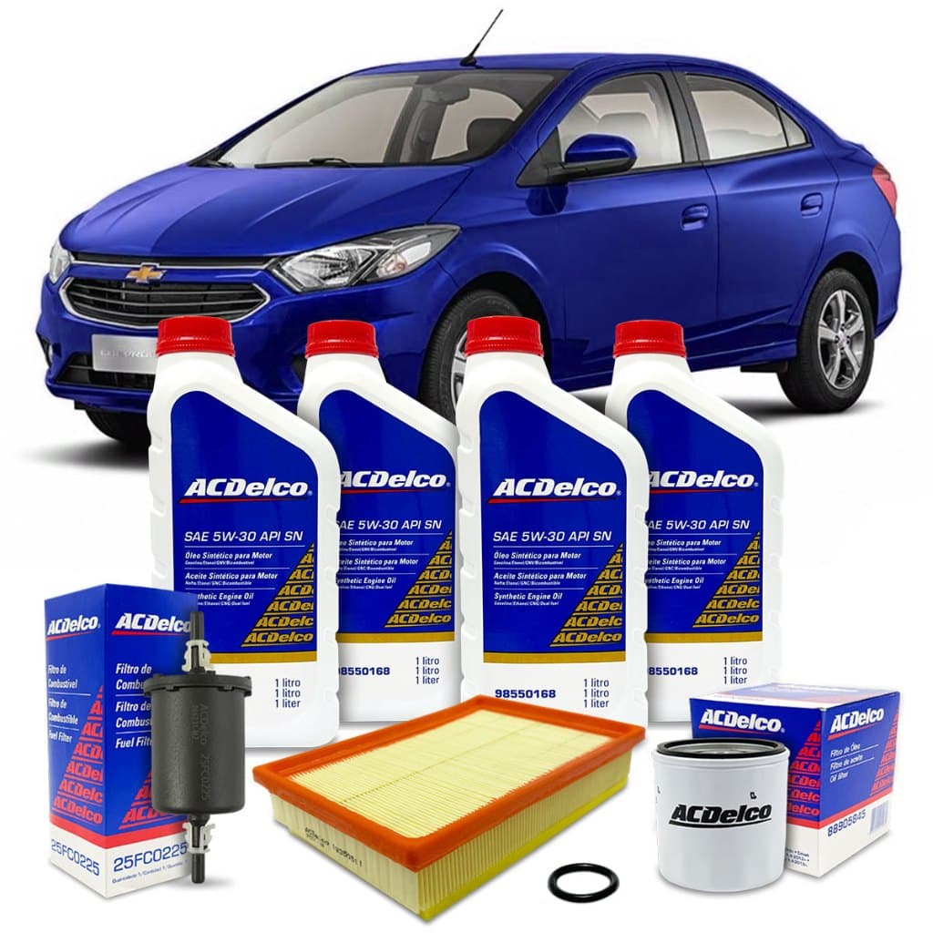 Kit Revisão Troca De Óleo Ac Delco 5w30 100% Sintético Chevrolet Prisma 1.0 1.4 2013 2014 2015 2016 2017 2018 2019