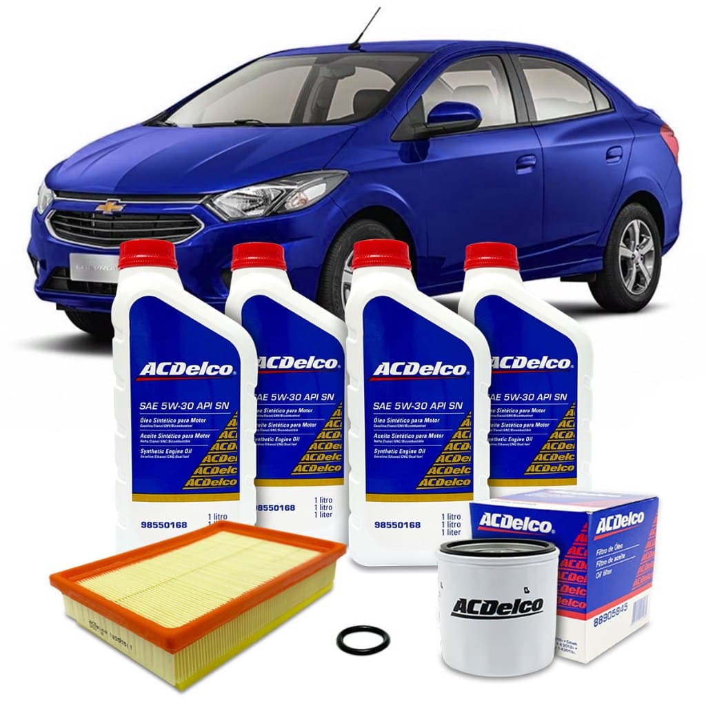 Kit Revisão Troca De Óleo Ac Delco 5w30 100% Sintético Chevrolet Prisma 1.0 1.4 2013 2014 2015 2016 2017 2018 2019