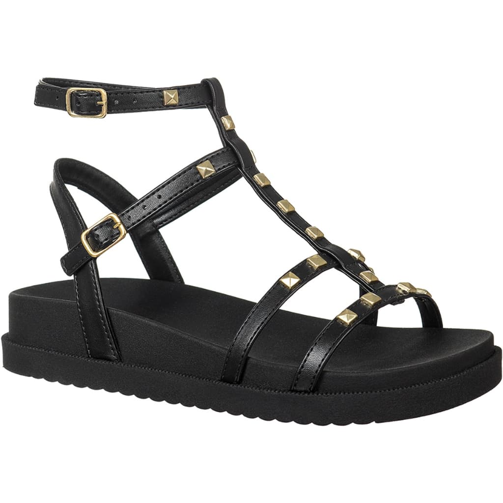 Sandália Feminina Papete Gladiadora Anatômica Flatform Tachas Pirâmides Confortável Moda GiGiL