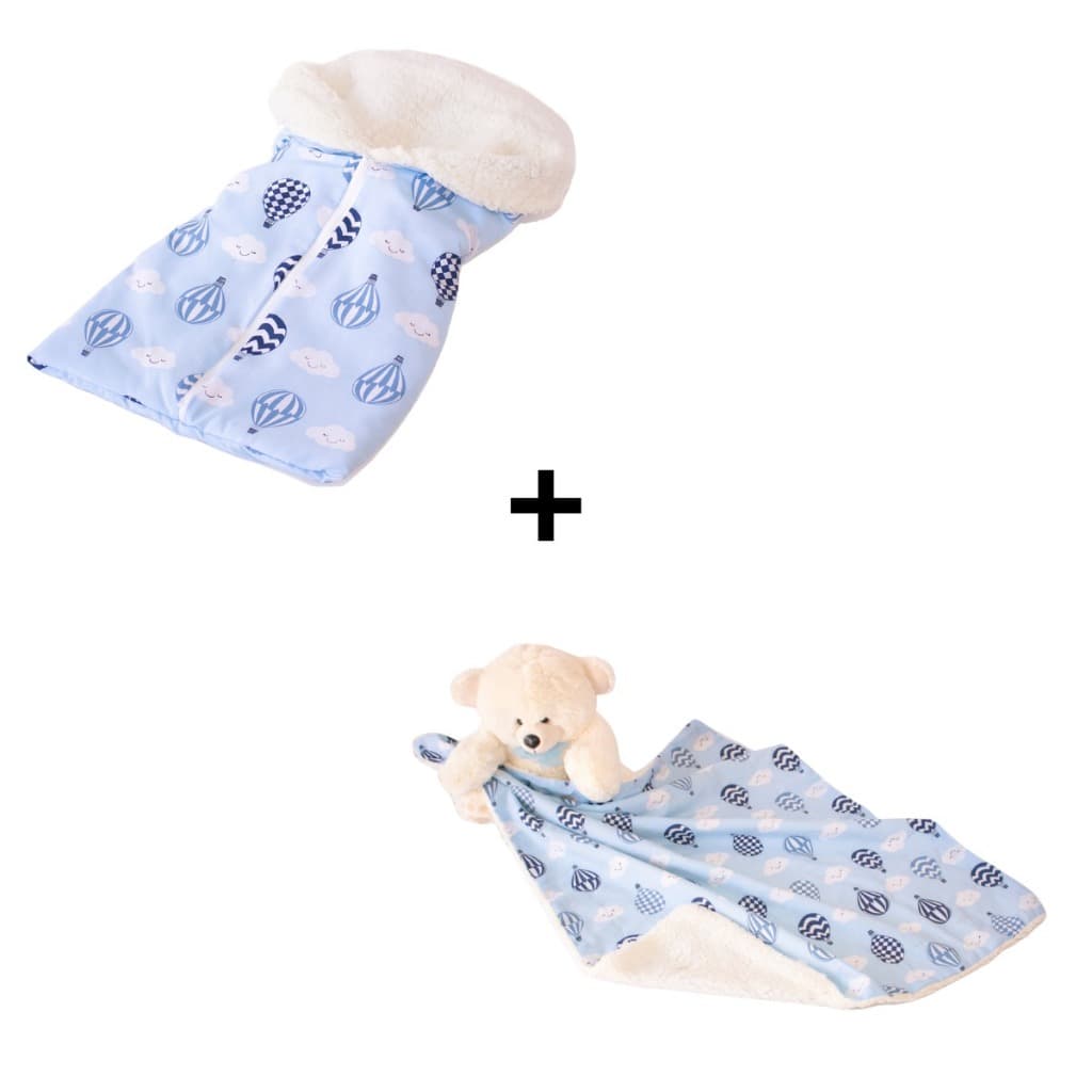 Saco De Dormir Sherpa Pra Bebê C/ Ziper E Manta Sherpa