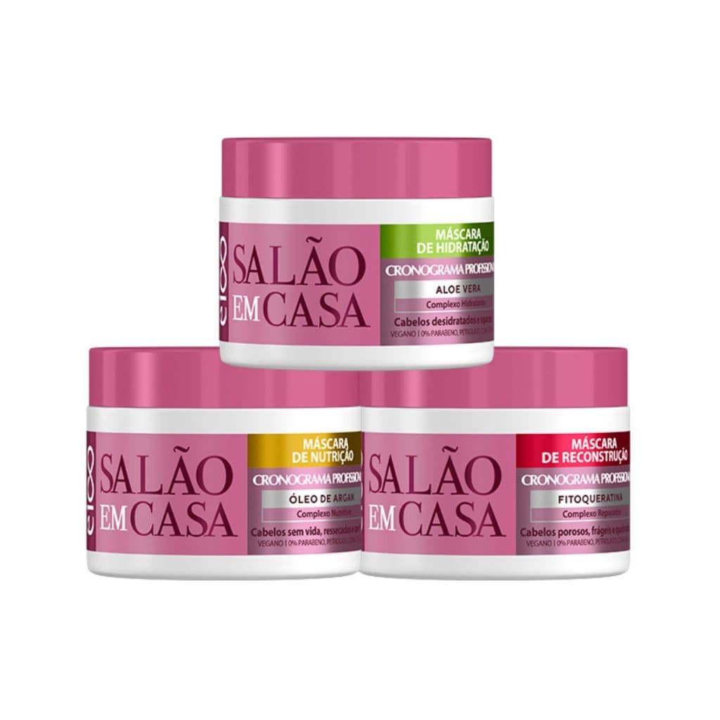 Kit Eico Salão Em Casa Cronograma Profissional Máscara Creme de Hidratação Nutrição Reconstrução