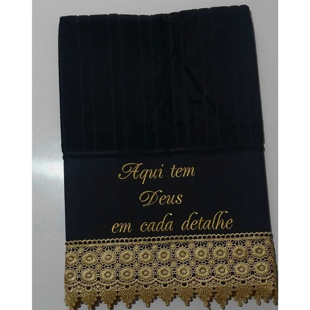 Toalha Bordada de luxo com frase e renda Dourada, Toalha bordada, Toalha espeçial, Toalha com frase