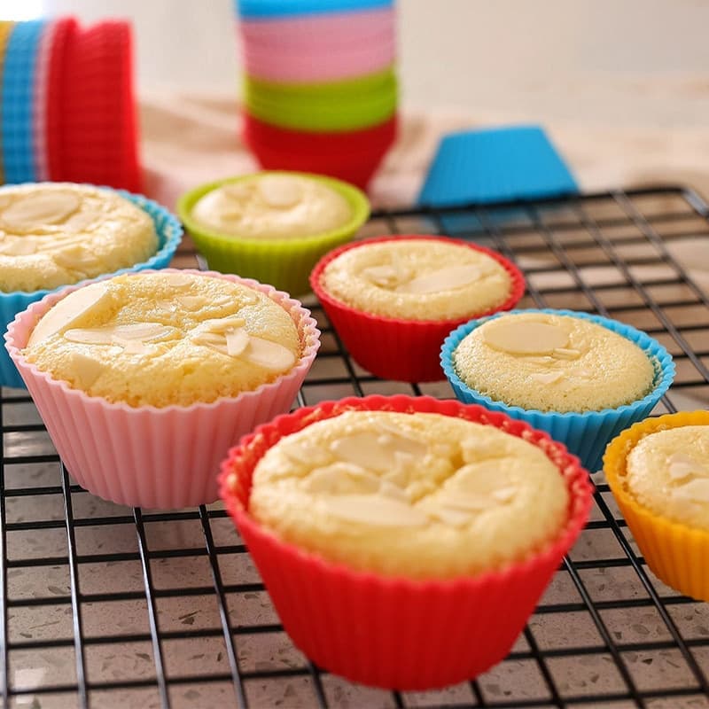 Forminha de Silicone Cupcake Antiaderente Kit Jogo Peças para Empada Pudim Pão de Queijo Muffin Air Fryer Forno Reutiliz