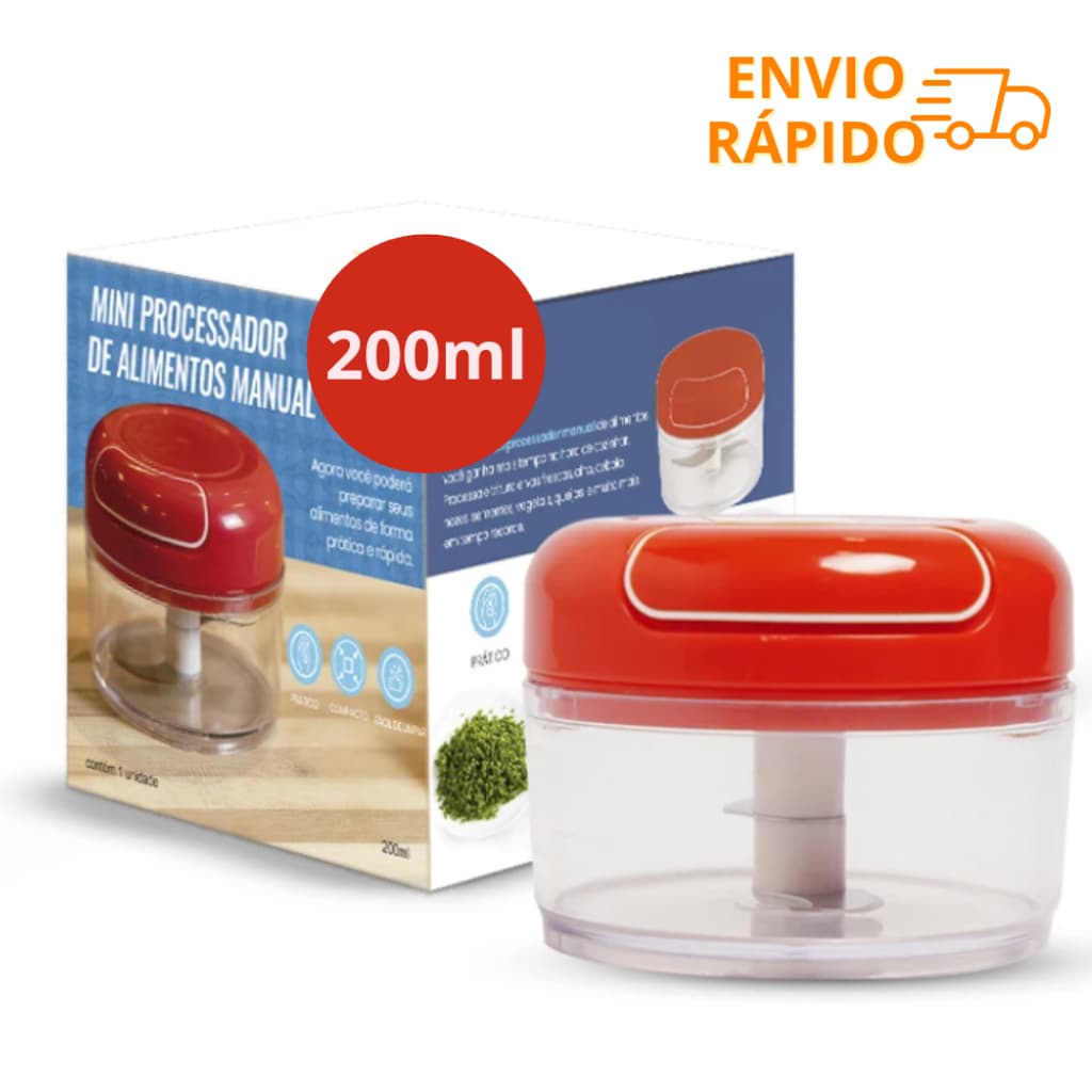 KIT 2 Mini Processador Triturador Manual de Alimentos 2 Laminas Inox 200ml