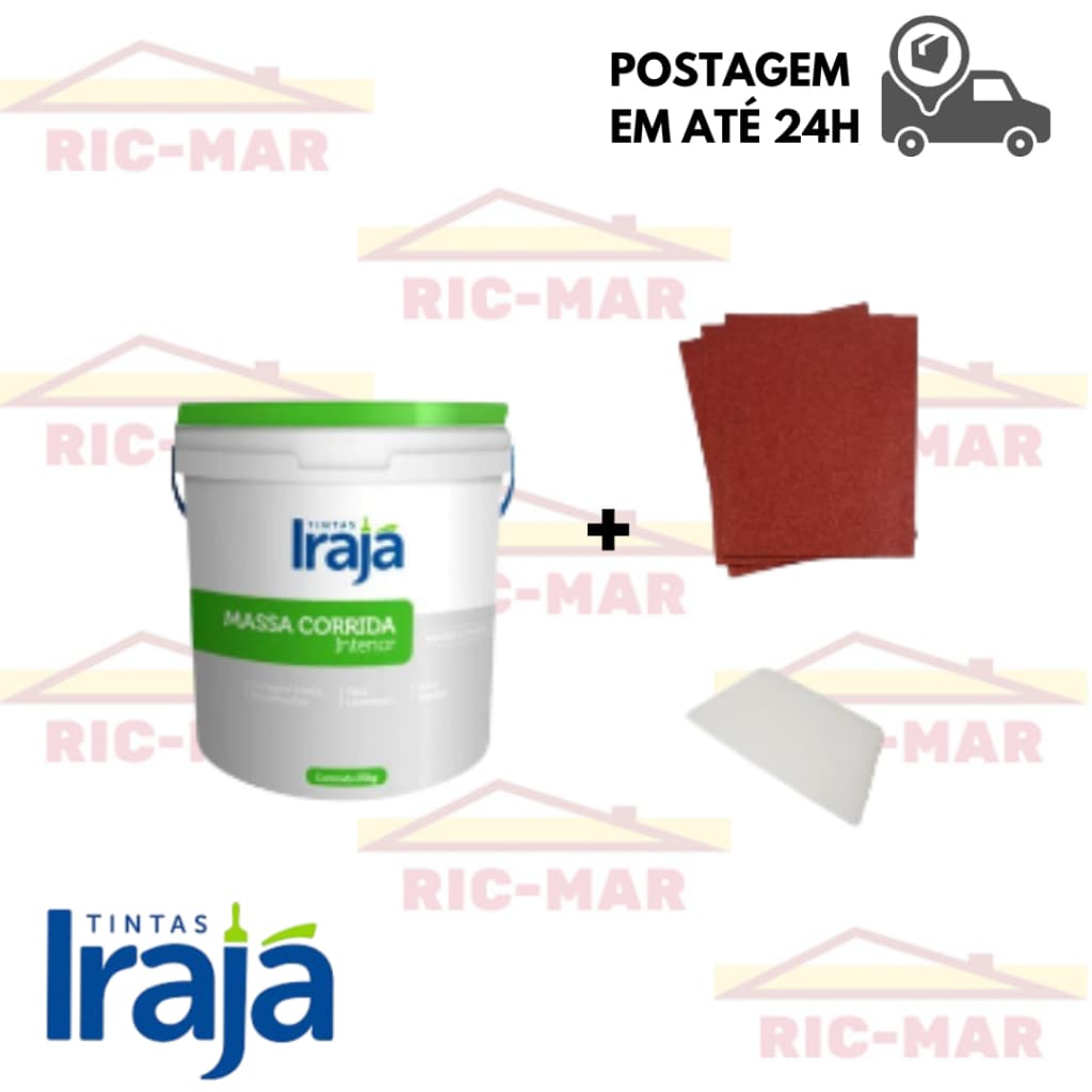 Kit Massa corrida PVA Irajá 1,35kg + Aplicador e Lixa