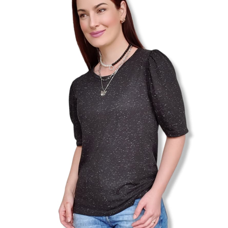 Blusinha Princesa Malha Botonê Manga Bufante Pregas Moda Feminina Tendência Verão