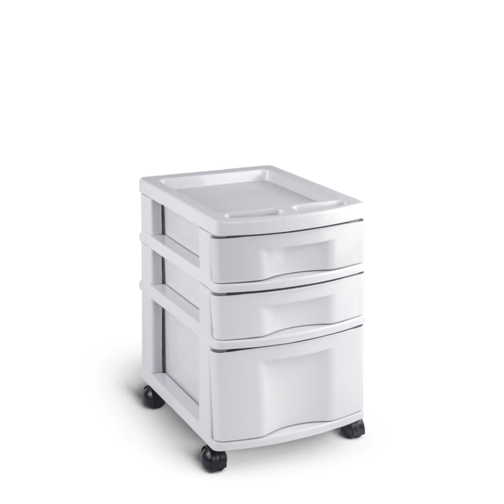 Gaveteiro Plástico 3 Gavetas Todo Branco Cod 602