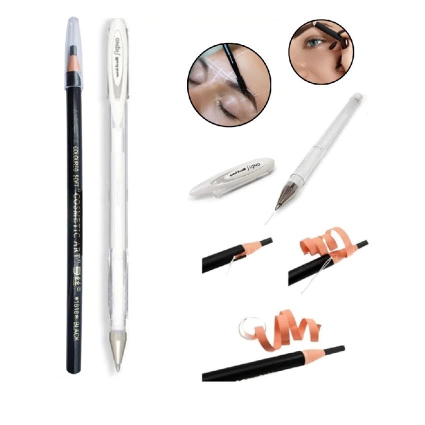 Lápis Dermatográfico + Caneta Gel Branca Kit Design de Sobrancelhas