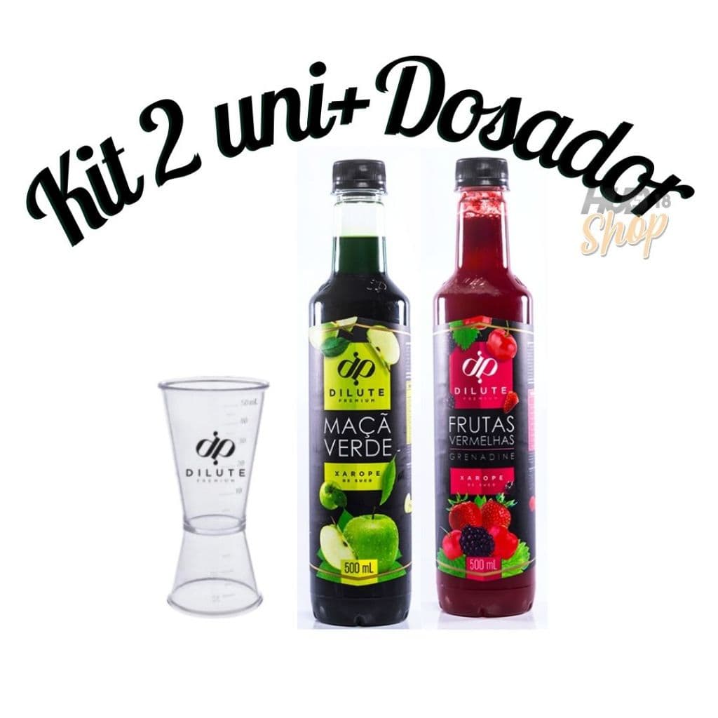 Kit 2 Xaropes Dilute para Drink Soda Italiana Gin + Dosador