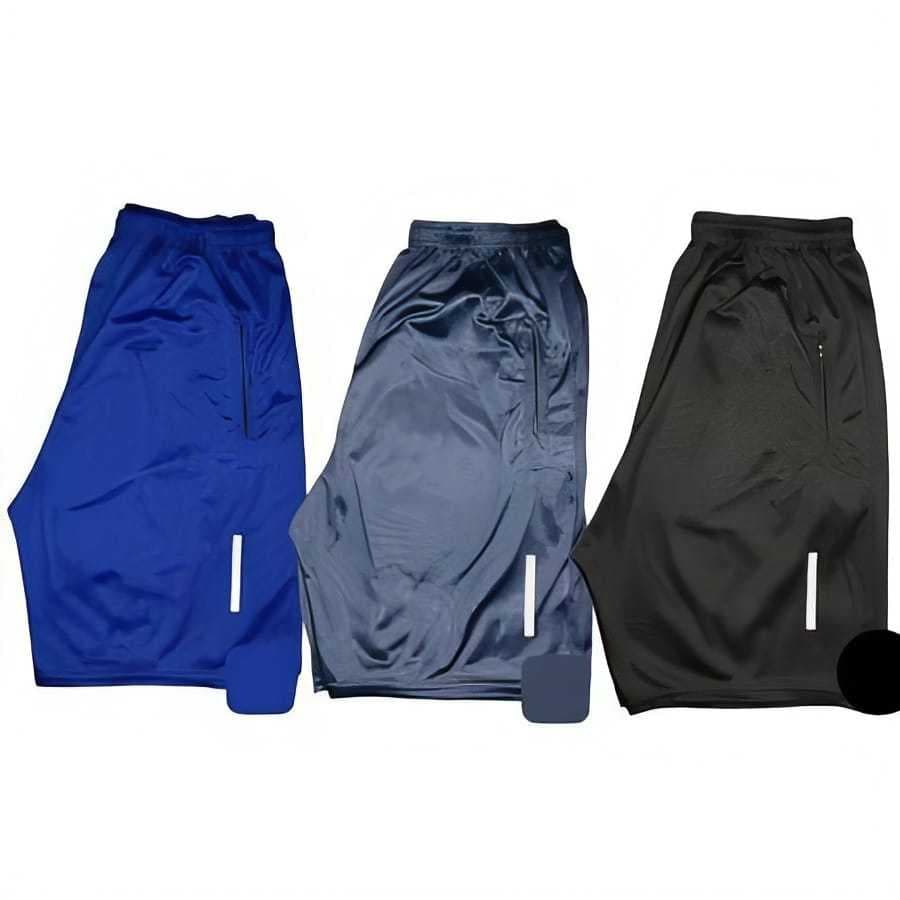 KIT 3 SHORTS MASCULINOS - BOLSOS LATERAIS COM ZÍPER - ESPORTE E CASUAL