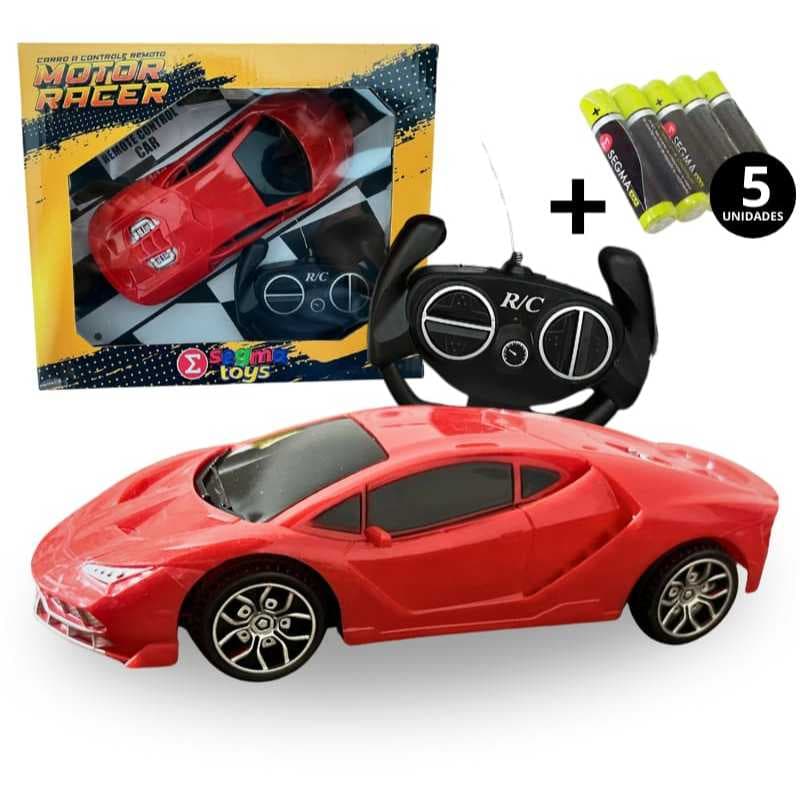 Carrinho De Controle Remoto De Corrida Sem Fio Mais 5 Pilhas
