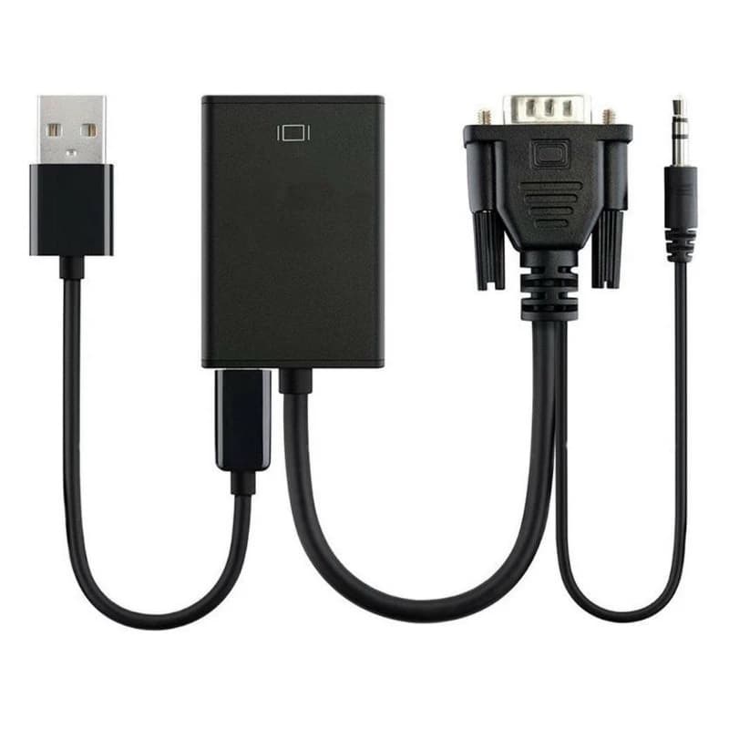 Cabo Conversor Vga Macho X Hdmi Femea Com Áudio (alimentação Usb)