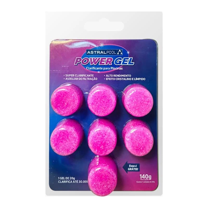 Power Gel Clarificante Em Gel Para Limpeza De Piscina 140g 7 Blocos Auxiliar De Filtracao Para Até 210 Mil Litros