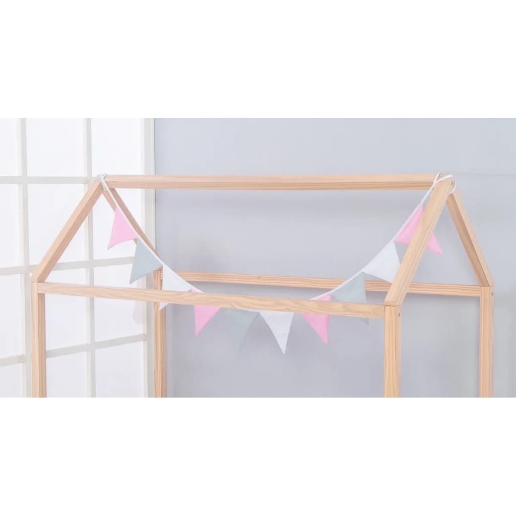 Varal De Bandeirinhas Decorativa Para Berço Ou Montessoriano rosa branco e cinza
