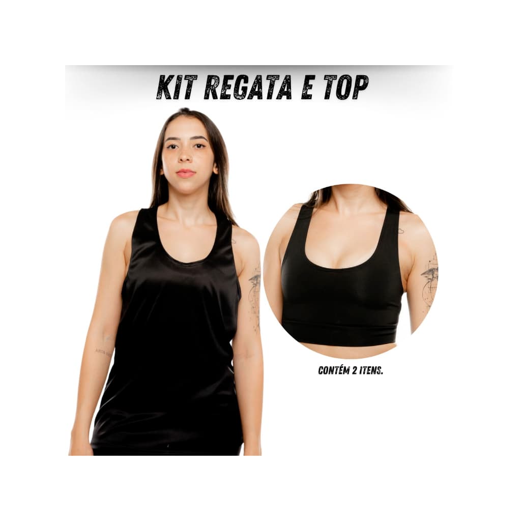 kit Regata e Top Feminina Nadador Blusa Dry Academia Fitness Treino
