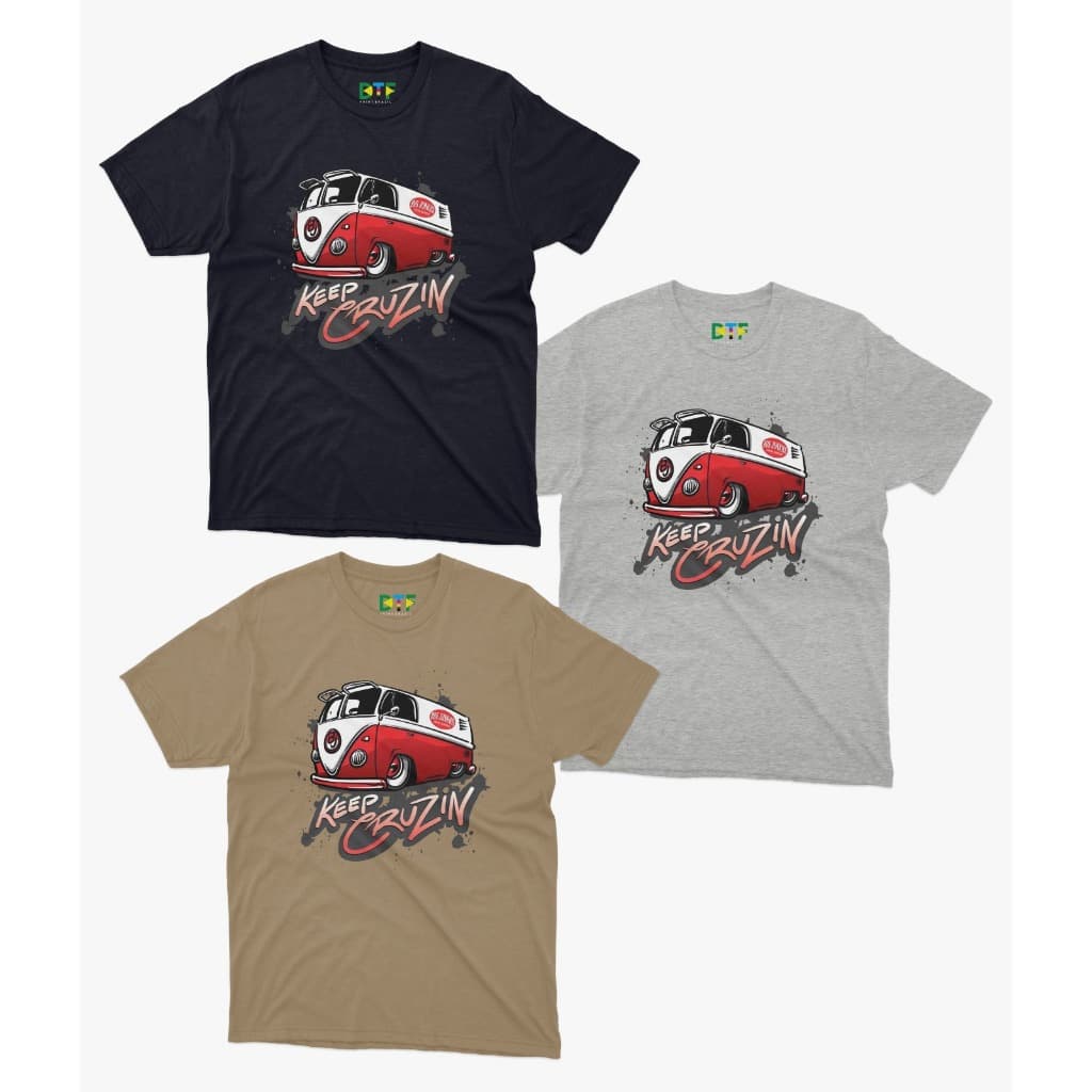 Camiseta Masculina Estampada Kombi 100% Algodão