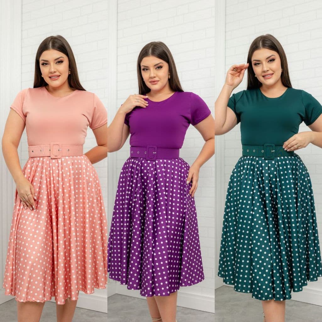 VESTIDO ESTILO ANOS 60 MODA MODESTA MIDI GODÊ - MODA EVANGÉLICA
