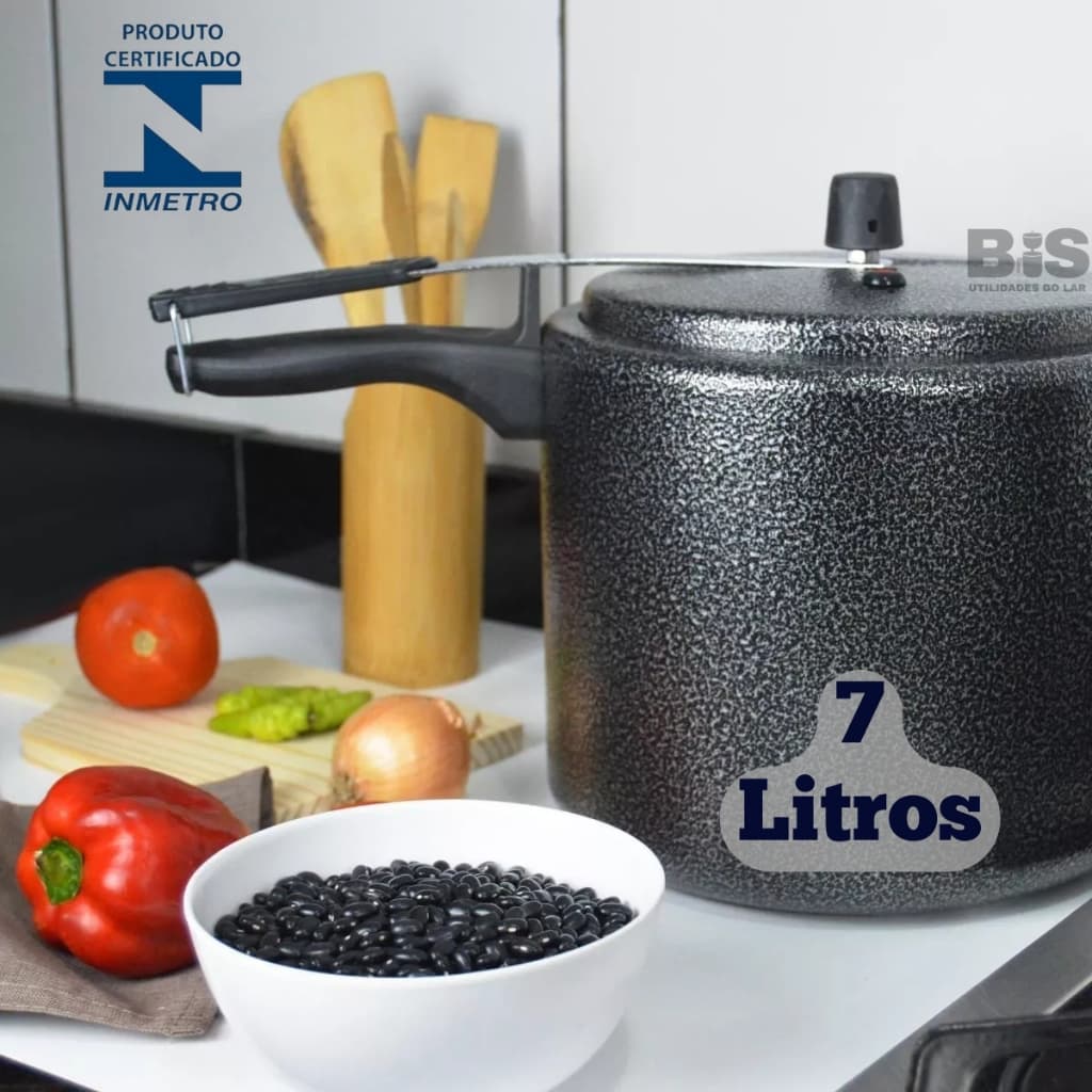 Panela De Pressão 7L Preta Triunfo Testada e Certificada Pelo Inmetro Ótima Pressão 7 Litros