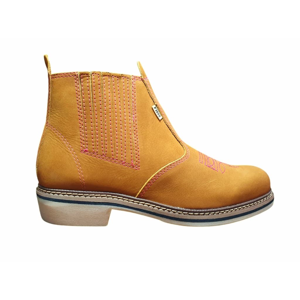 Bota feminina country texana montaria cano curto bico quadrado bordado rosa pink